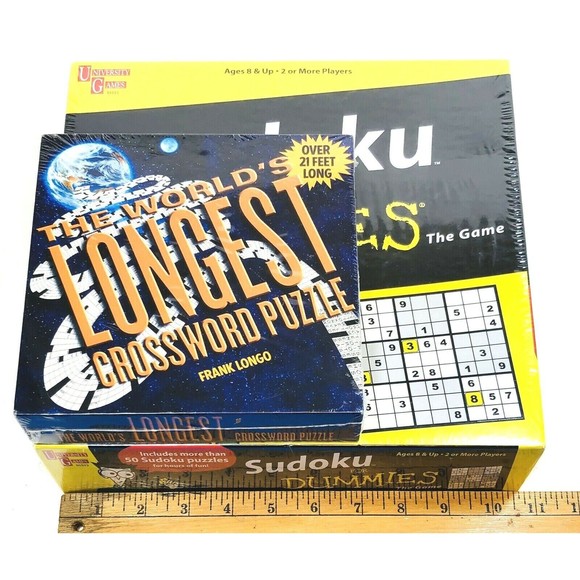 Sudoku for Dummies THE GAME and The World's Longest Crossword Puzzle New Sealed - Picture 10 of 12